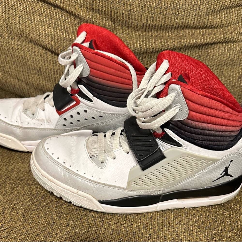 Jordan Red and White Athletic Shoes
